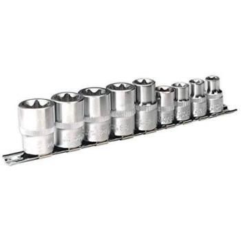 Sealey AK617 Trx-Star Socket Set, 3/8 and 1/2 Square Drive, E10-E14 and E16-E24, 9 Pieces