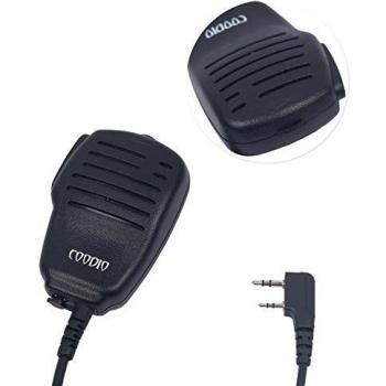 Coodio KMIC1 Kenwood Radio Micrófono 2 Pin Micro Altavoz Auriculares [Control de Volumen] Policía Seguridad y Bodyguard Para 2-Pin Kenwood Plug Walkie-Talkie Transceptor Emisor y Receptor PMR