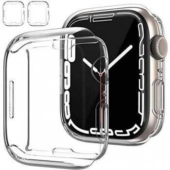 2 pack Funda Apple Watch 41mm Series 7, Screen Protector Pantalla iWatch case Protección Completo Anti-Rasguños Ultra Transparente Funda Suave TPU, para Nueva Apple Watch Series 7 41mm