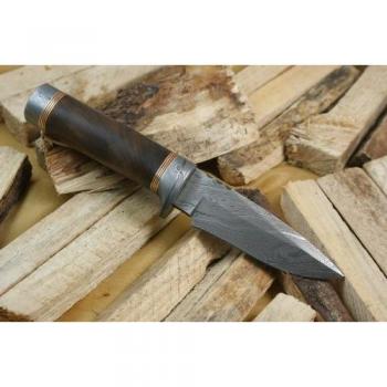 Custom Damasco Bowie – Cuchillo de caza con vaina de piel