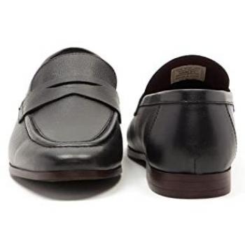 Red Tape Thomas Crick Harley Black Leather Slip-On Loafers Size UK 12