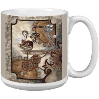 Árbol de-free Tarjeta de felicitación de 20 oz Fantasy el Vigía diseño de hada con y Creature Amy marrón papero taza grande
