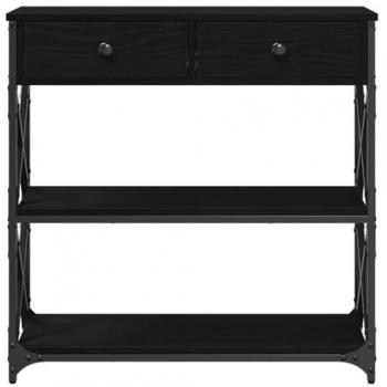 Mesa Consola Negra de Roble 75x28x75 cm en Madera Engineered y Acero