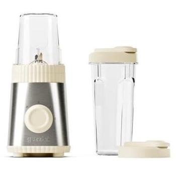 Batidora Portátil Guzzini Sous Chef On-the-go con Dos Vasos Herméticos 600 ml y 300 ml, Doble Hoja de Acero Inoxidable, Función Pulso y Dos Velocidades (Crema)