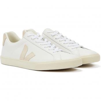 Veja Esplar Logo Leather Sneakers in Extra White/Sand for Men