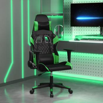 Silla Gaming Masajeadora de Cuero Sintético Negra y Verde