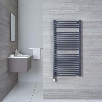 Radiador Toallero Eléctrico Vertical Moderno Antracita 600W - 1200 x 500mm Hudson Reed