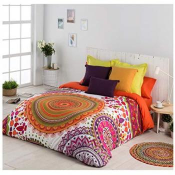 Funda Nórdica Mandala de Algodón 100% Multicolor con Fundas de Almohada para Cama de 90