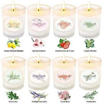 YMing 8 Juegos Velas Aromáticas, Vidrio Mate, Cera de Soja Velas de aromaterapia Cera de Soja Alivio del estrés Regalos, Navidad Femenina, San Valentín Regalos
