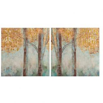 Set de 2 Lienzos Árboles Pintados a Mano 60x2x60cm - Decoración de Pared