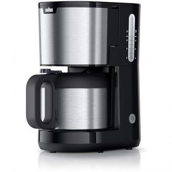 Cafetera de Filtro Braun PurShine KF1505 BK, 1,2 L, Acero Inoxidable, Hasta 9 Tazas, Sistema OptiBrew, Antigoteo, Apagado Automático