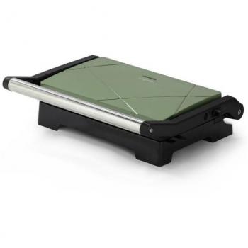 Tostadora Eléctrica Tognana Iridea Verde Salvia 1000W, Mini Grill con Placas Antiadherentes 23x14,5 cm y Apertura 180°/105°