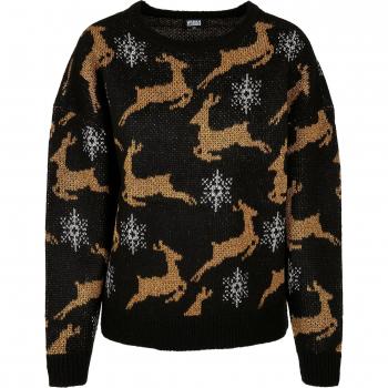 Urban Classics Women's Oversized Black/Gold Christmas Sweater