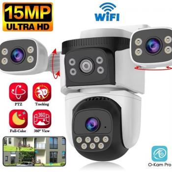 Cámara de Seguridad IP WiFi PTZ 15MP 5MP para Exterior con Vigilancia 360° O-KAM Sin Tarjeta SD