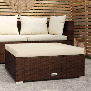 Cojín reposapiés de jardín marrón 70x70x30 cm Polyrattan