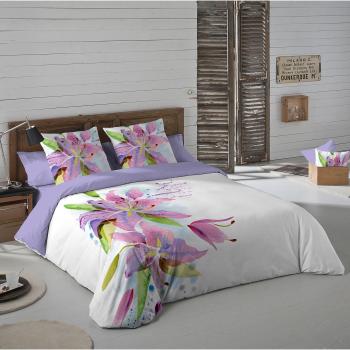 NATURALS Juego De Funda Nórdica Lily Flowers Blanco / Lila / Verde Cama 90
