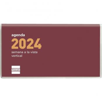 Finocam Agenda 2024 Coctel PL1 SVV Semana Vista Vertical Encuadernada Burdeos 64x118 mm