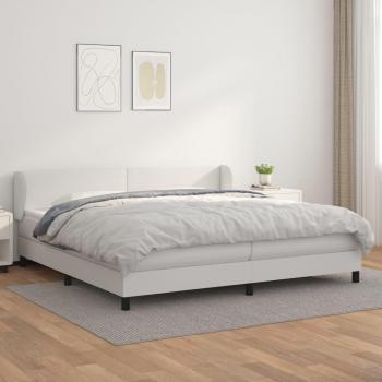Cama Box Spring con Colchón Blanco 200x200 cm en Cuero Sintético