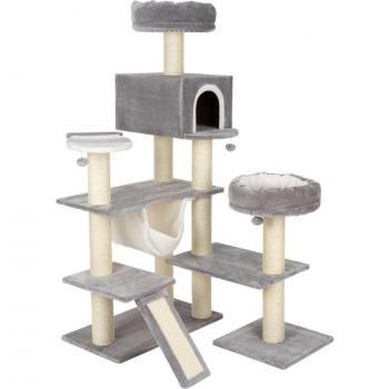 Rascador Casa de Chocolate XXL para Gatos - Gris Claro con Rampa (Pack de 2)