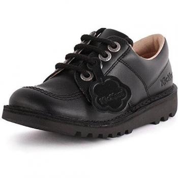 Zapatos Kickers Junior Kick Lo de cuero negro, unisex, talla UK 13