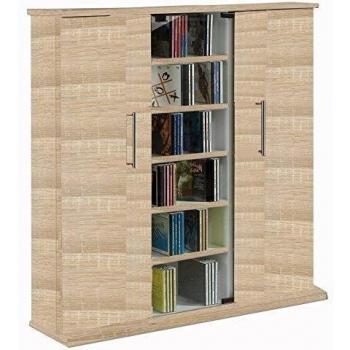 VCM Santo - Torre para CD/DVD, para 450 CDs, efecto corte de sierra, color roble Sonoma