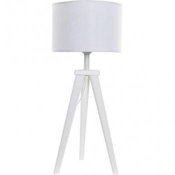 Lámpara de mesa DKD Home Decor - Elegante lámpara de sobremesa en madera y poliéster blanco