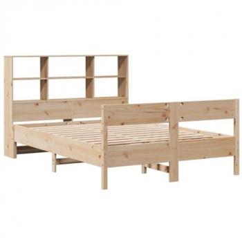 Cama con estantería sin colchón madera maciza de pino 120x190cm