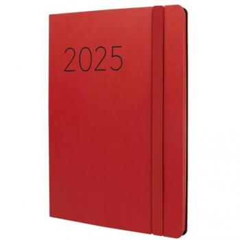 Agenda Finocam Flexi 2025 Roja A5 (14,8 x 21 cm) Semana Vista Vertical, Encuadernada, Multilingüe, Enero a Diciembre