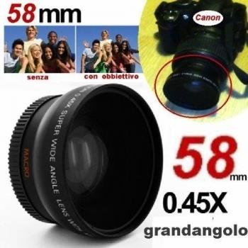 Objetivo adicional de gran angular 0,45 x 50% de visión recomendado x CANON 350D 400D// 450D 500D 1000D////550D/600D 1100D gran angular diámetro de 58 mm para CANON Grand'ángulo 0,45 50% NIKON D40 x, D60 *, *D70s, D3000, D3100 y modelos de filtro: aten