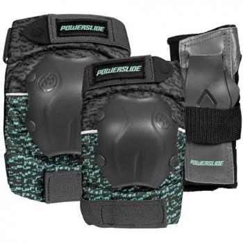 Powerslide Tri-Pack de Rodilleras y Protectores para Mujer, Estándar, Color Negro-Azul, Tamaño Extra-Large