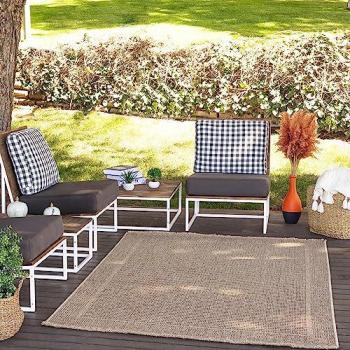Surya AKRON Rectangular Jute Effect Indoor/Outdoor Carpet, 160x213 cm, 8 mm Height, Beige/Black