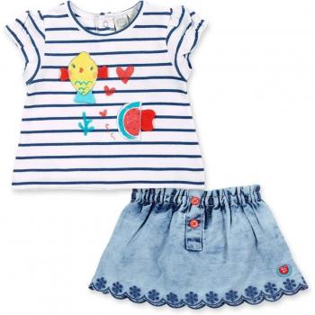 Conjunto de bebé niña Tuc Tuc - camiseta a rayas y falda denim