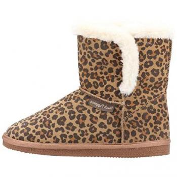 Hush Puppies Ashleigh Women's Memory Foam Leopard Slipper Boots - Brown - Size UK 6