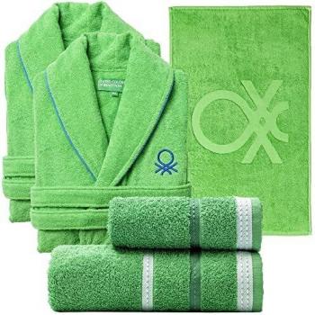 Set de Textil de baño Benetton Verde: 2xAlbornoz L/XL 360GSM, Set de 2 toallas