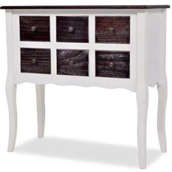vidaXL Gabinete de Consola 6 cajones Blanco Madera