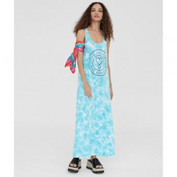 Vestido largo de tirantes Lola Casademunt tie dye more turquesa