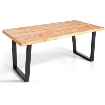 Mesa de Comedor Fija Quebec 200 cm de Roble Rústico y Metal Negro