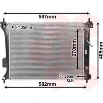 Radiador de refrigeración del motor VAN WEZEL 82002428 para Hyundai i20 (2008 - 2012) - Dimensiones: Ancho 410mm, Longitud 500mm, Profundidad 17mm
