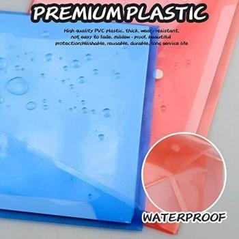 Carpetas de Plástico A4,12 PCS Transparente Carpetas de Archivos de Plástico A4 Carpetas de Documentos Bolsas de Archivos para la Escuela la Oficina el Hogar con Botón a Presión