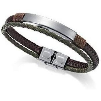 Pulsera Viceroy Heat de Acero y Piel Trenzada en Verde para Hombre, Colección 15037P01011