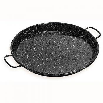 Paellera Valenciana Inducción 32 cm, Acero Esmaltado, 5 Raciones, Apta para Vitrocerámica, Fuego y Gas, Negro Jaspeado
