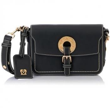 LOVE MOSCHINO Logo Eyelet Shoulder Bag - Black, Size: One Size, Dimensions: 22X16X8 cm, Elegant Style