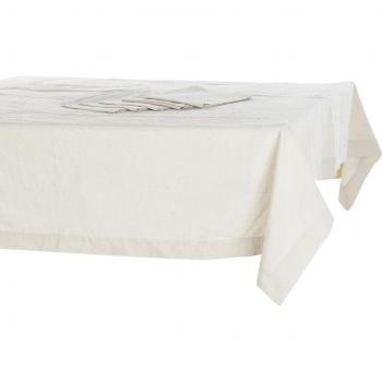 Set de mantel y servilletas de lino para 4 personas en color beige
