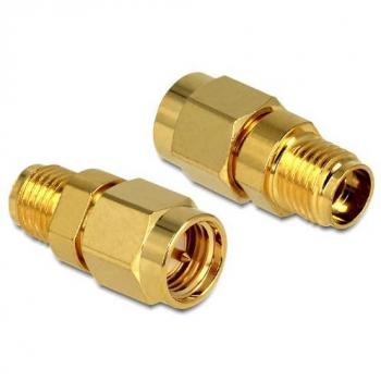 Adaptador SMA Macho a SMA Hembra Delock 88723, Conexión Antena Oro