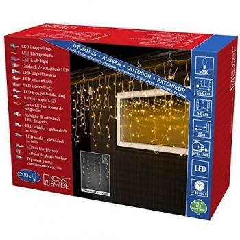Cortina de luces LED Lluvia Helada 5m, 200 LED Warmwhite, IP44, para Exterior