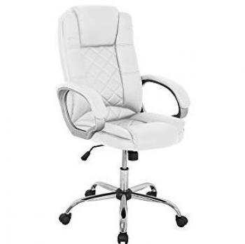 Silla de Oficina Ergonómica Modelo Cash - Elegante y Moderna - Máxima Comodidad - Polipiel Blanca - Materiales Duraderos - Medidas 65,5 x 70 x 109-118,5 H cm