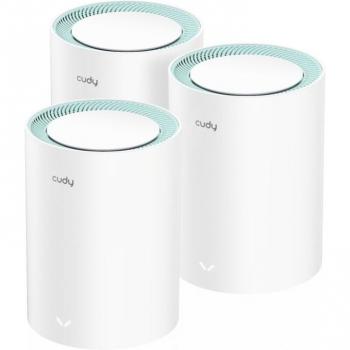 Cudy M1300 3-PACK Sistema Wi-Fi Mesh AC1200 Doble Banda (2.4GHz/5GHz) Wi-Fi 5 (802.11ac) Gigabit Ethernet Blanco Extensor de Cobertura Interno