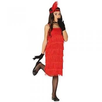 Disfraz de Charleston para Niñas con Flecos Rojos - 20s Carnaval (Talla L: 10/12 Años)