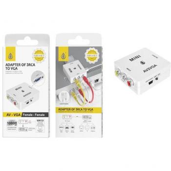 Adaptador RCA a VGA NB1467 1080p/60Hz Hembra-Hembra con Alimentación Micro USB 5V y Soporte PAL/M/N, NTSC y SECAM