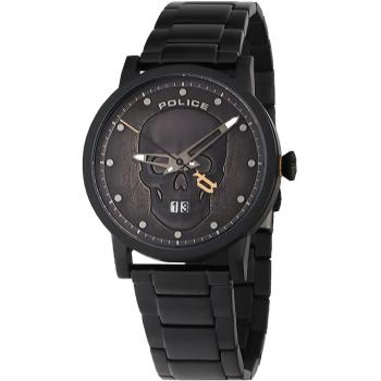 Mens Police Collin Black Stainless Steel Analog Watch